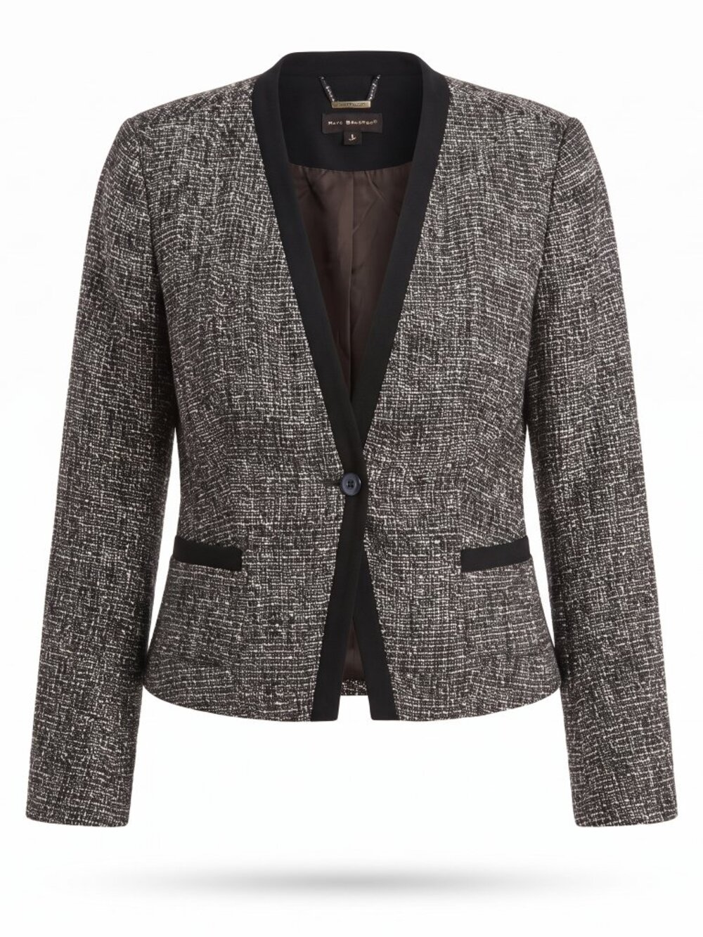 Dana Buchman Black Tweed Open Front Blazer Jacket Size XL Metallic Academia